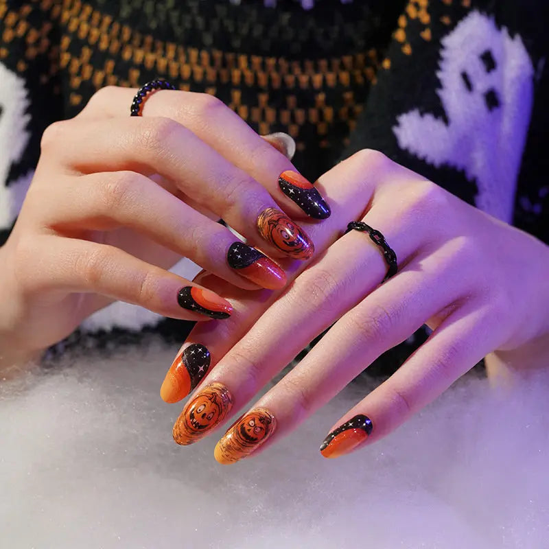 Halloween Stickers Pumpkin Strips — Semi-Cured Gel Nail Wraps