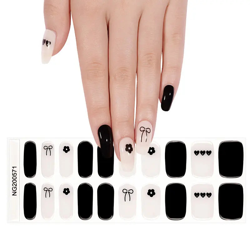 Heart And Bowknot Pattern Cute & Trendy Designs For Salons And Brands — Semi-Cured Gel Nail Wraps