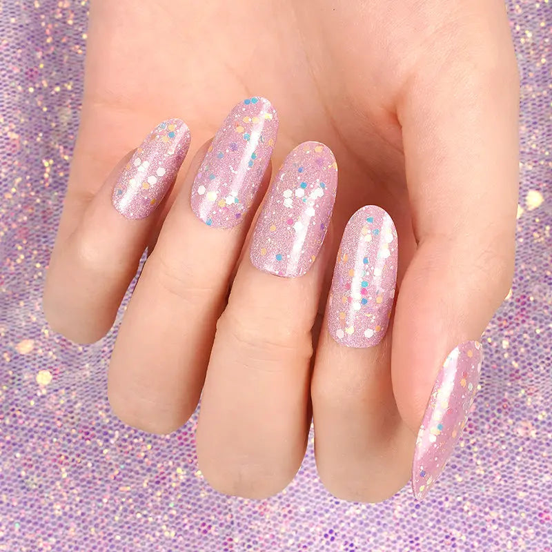 Hot Selling Non-Toxic Real Confetti — Semi-Cured Gel Nail Wraps