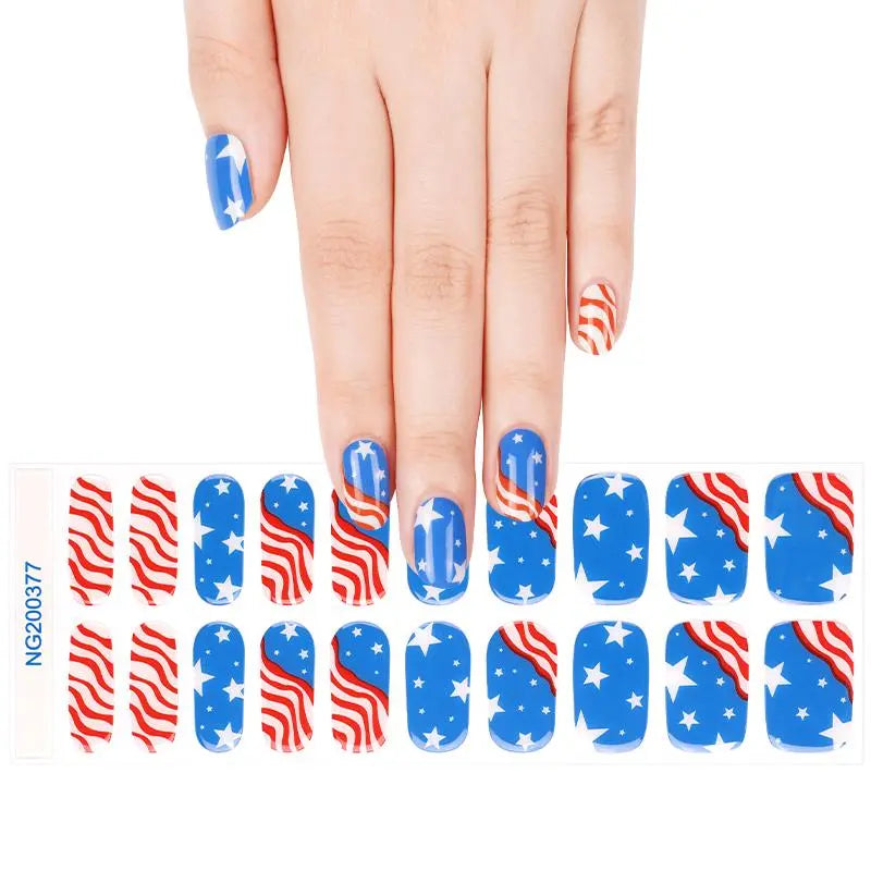 Independence Day Gel Strips Designs — Semi-Cured Gel Nail Wraps