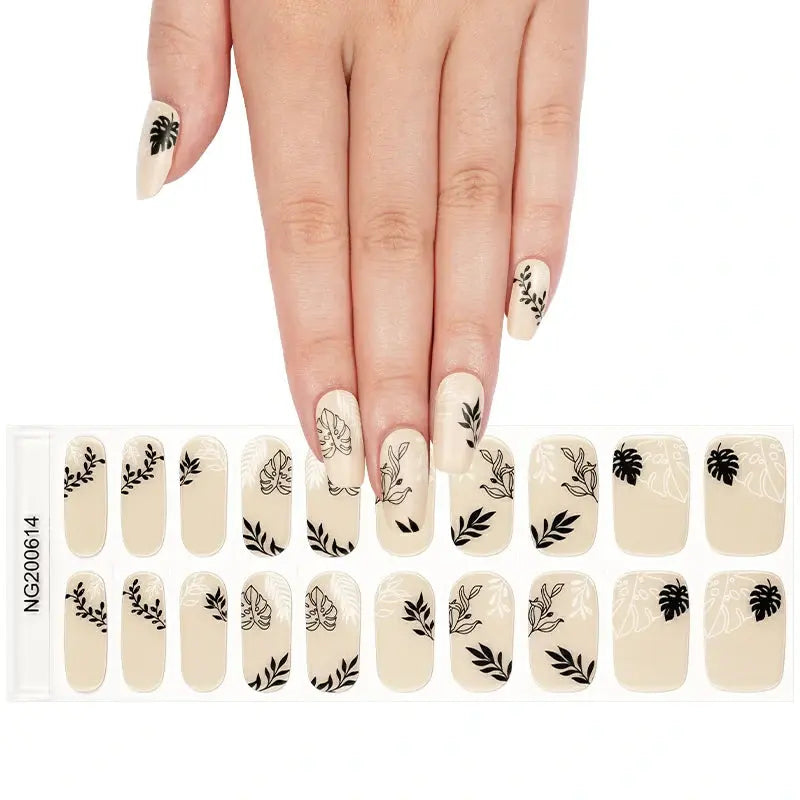 Leaves Gel Stickers Suppliers — Semi-Cured Gel Nail Wraps