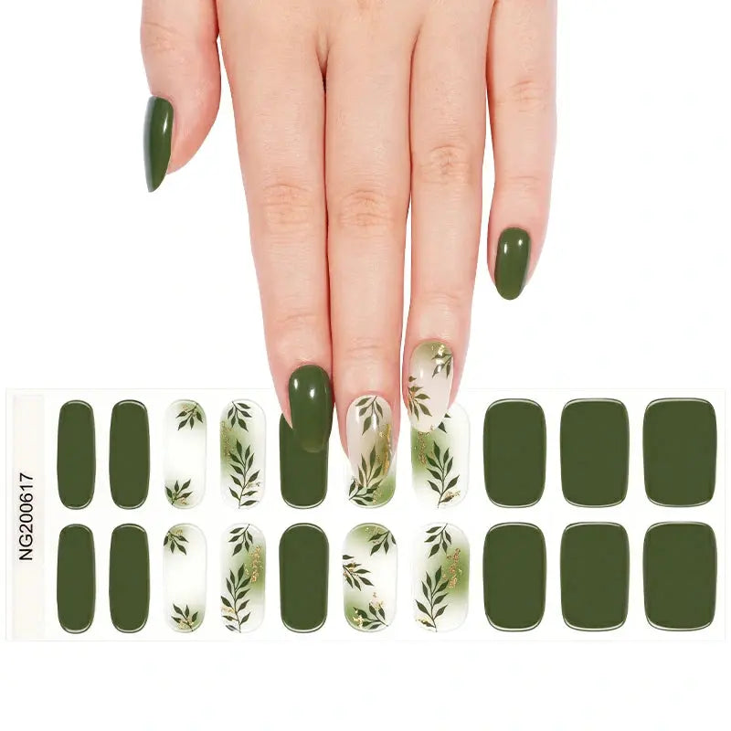 Leaves Gel Stickers Gel Suppliers — Semi-Cured Gel Nail Wraps