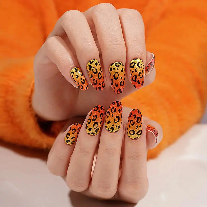 Leopard Print Gel Stickers Gel Suppliers — Semi-Cured Gel Nail Wraps