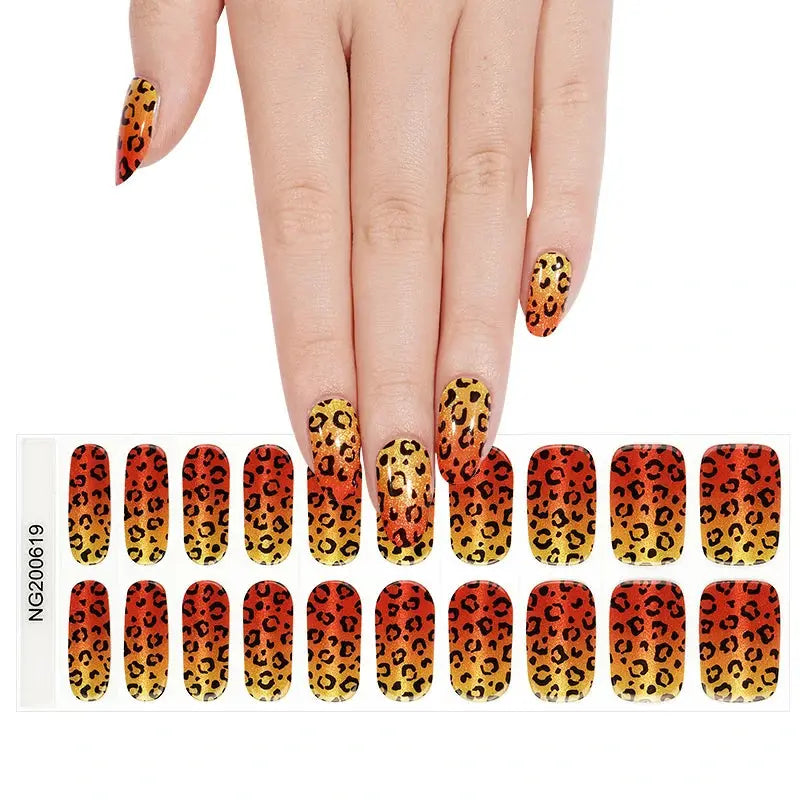 Leopard Print Gel Stickers Gel Suppliers — Semi-Cured Gel Nail Wraps