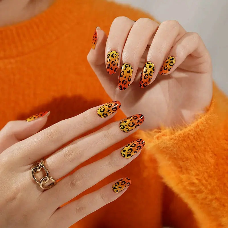Leopard Print Gel Stickers Gel Suppliers — Semi-Cured Gel Nail Wraps
