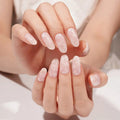 Light Pink Gel Stickers With Floral Patterns — Semi-Cured Gel Nail Wraps