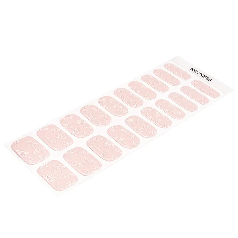 Light Pink Gel Stickers With Floral Patterns — Semi-Cured Gel Nail Wraps