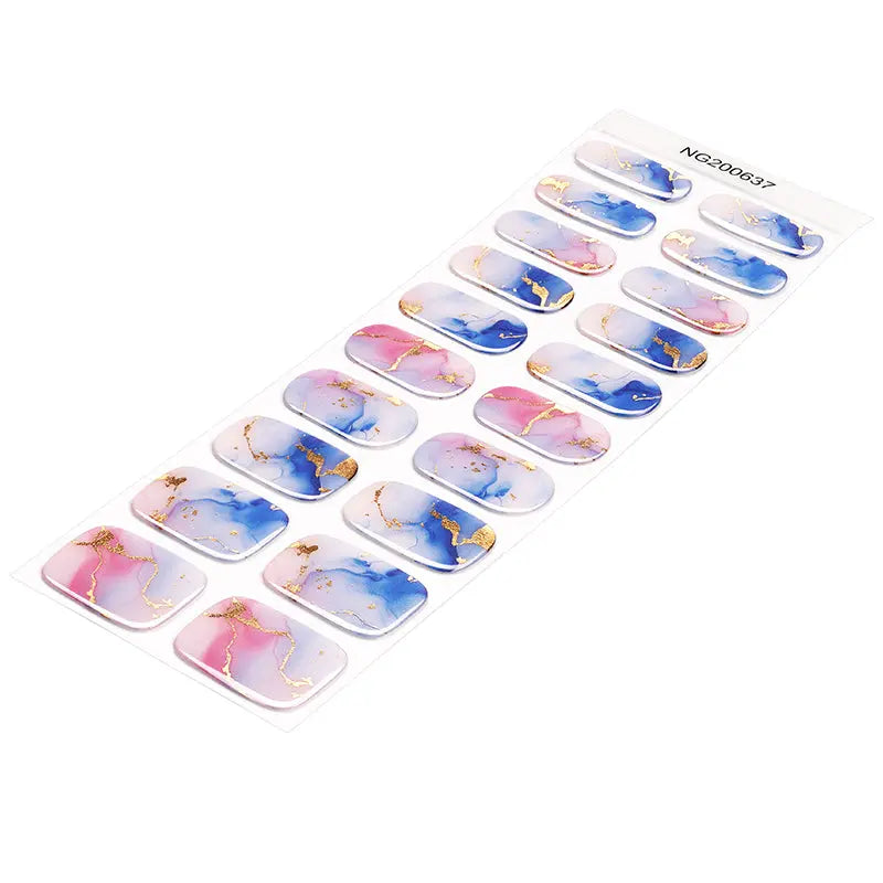 Luxury Gold Foil Marble Gel Stickers Customizable For Brands — Semi-Cured Gel Nail Wraps