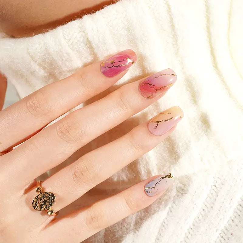 Marbled Gel Stickers With Uv Light 20 Strips — Semi-Cured Gel Nail Wraps
