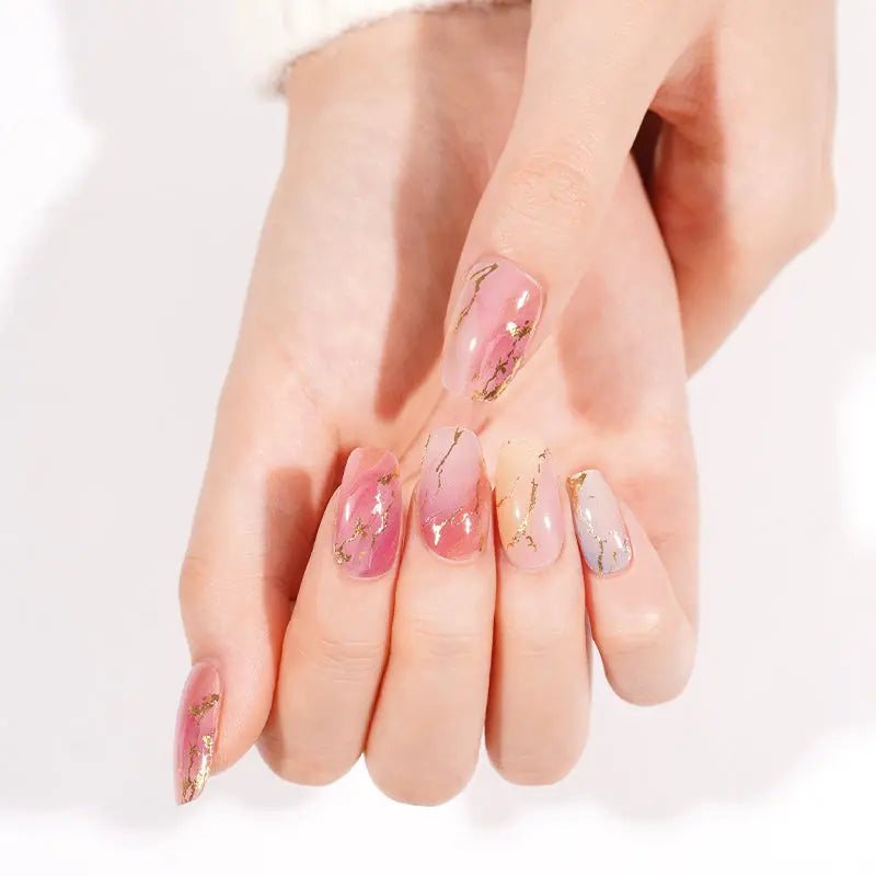 Marbled Gel Stickers With Uv Light 20 Strips — Semi-Cured Gel Nail Wraps