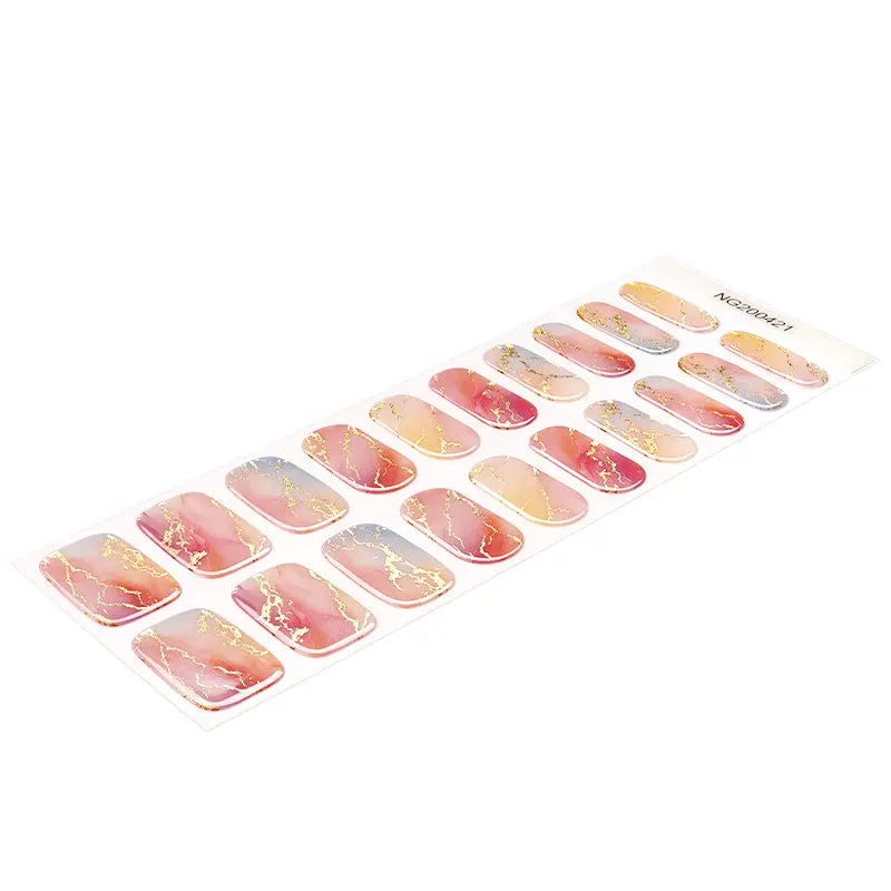 Marbled Gel Stickers With Uv Light 20 Strips — Semi-Cured Gel Nail Wraps