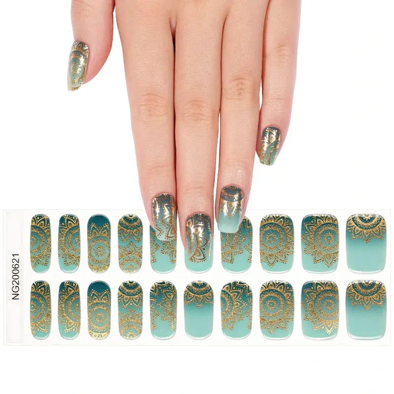Metallic Gel Stickers Glod Gel Suppliers — Semi-Cured Gel Nail Wraps