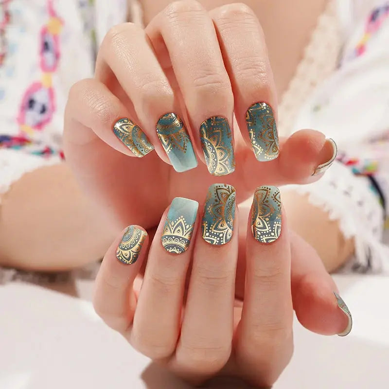 Metallic Gel Stickers Glod Gel Suppliers — Semi-Cured Gel Nail Wraps