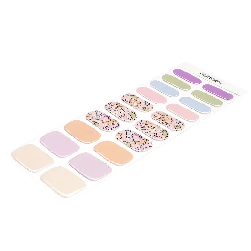Multi-color Cute Cat Gel Designs — Semi-Cured Gel Nail Wraps