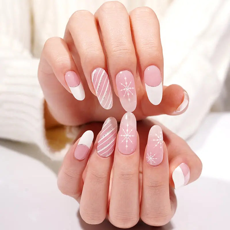 Foil Christmas Cute Glitter Cream Pink Gel Foils Self-Adhesive Stickers — Semi-Cured Gel Nail Wraps