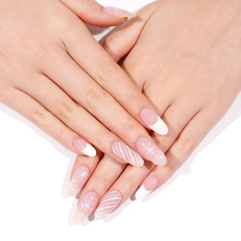 Foil Christmas Cute Glitter Cream Pink Gel Foils Self-Adhesive Stickers — Semi-Cured Gel Nail Wraps