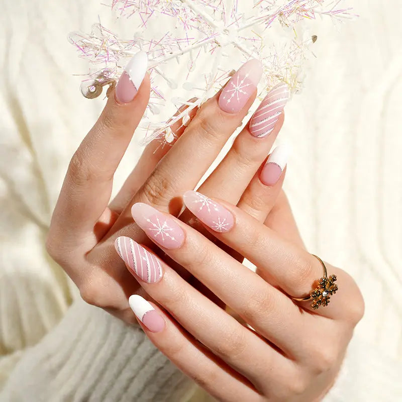 Foil Christmas Cute Glitter Cream Pink Gel Foils Self-Adhesive Stickers — Semi-Cured Gel Nail Wraps