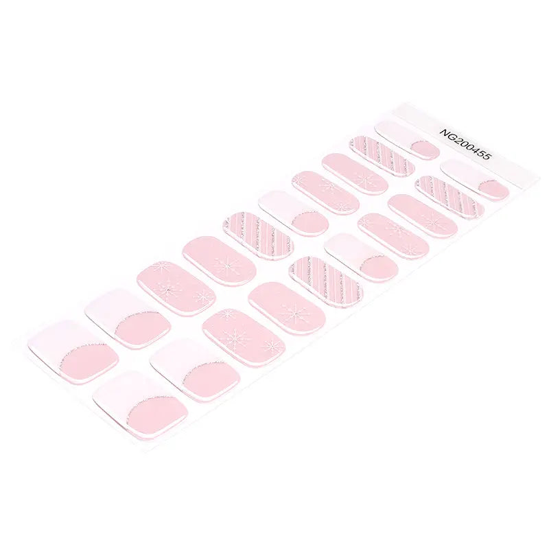 Foil Christmas Cute Glitter Cream Pink Gel Foils Self-Adhesive Stickers — Semi-Cured Gel Nail Wraps