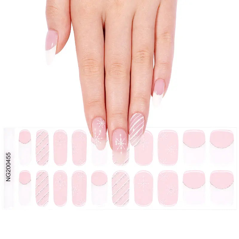 Foil Christmas Cute Glitter Cream Pink Gel Foils Self-Adhesive Stickers — Semi-Cured Gel Nail Wraps