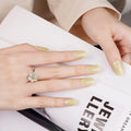 Stickers Yellow-green Solide Artificail Long Bright Oil Fake — Semi-Cured Gel Nail Wraps