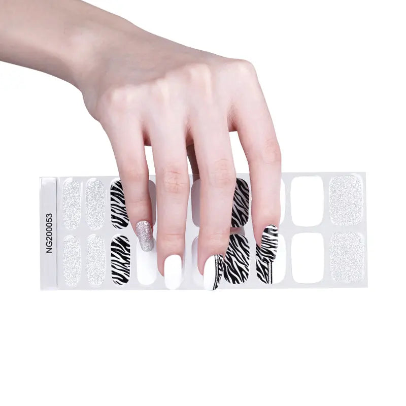 Strips Glitter Zebra — Semi-Cured Gel Nail Wraps