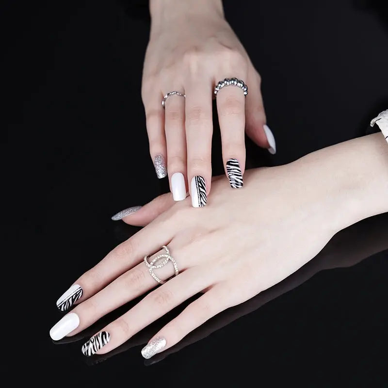 Strips Glitter Zebra — Semi-Cured Gel Nail Wraps