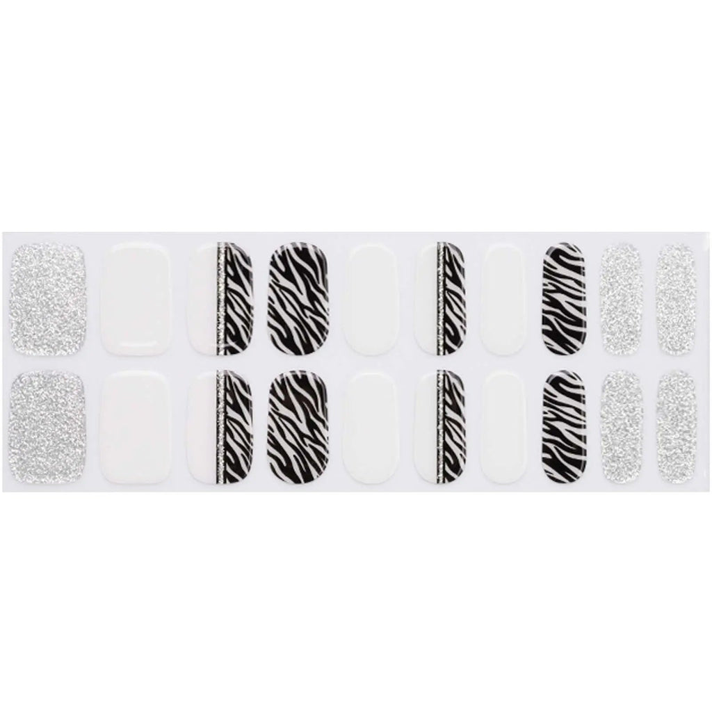 Strips Glitter Zebra — Semi-Cured Gel Nail Wraps