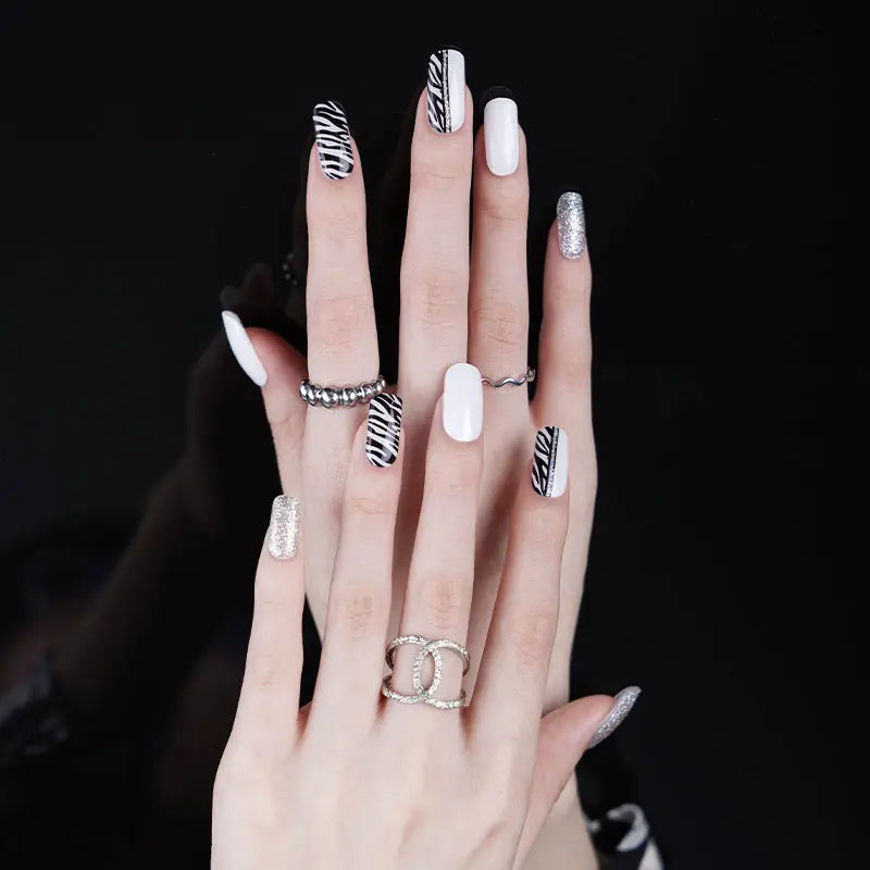 Strips Glitter Zebra — Semi-Cured Gel Nail Wraps