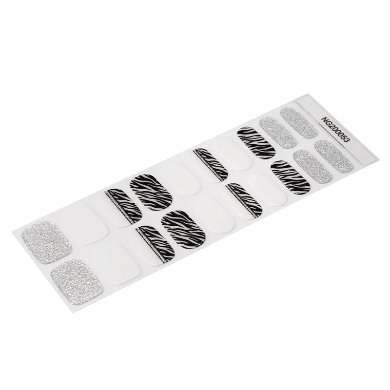 Strips Glitter Zebra — Semi-Cured Gel Nail Wraps