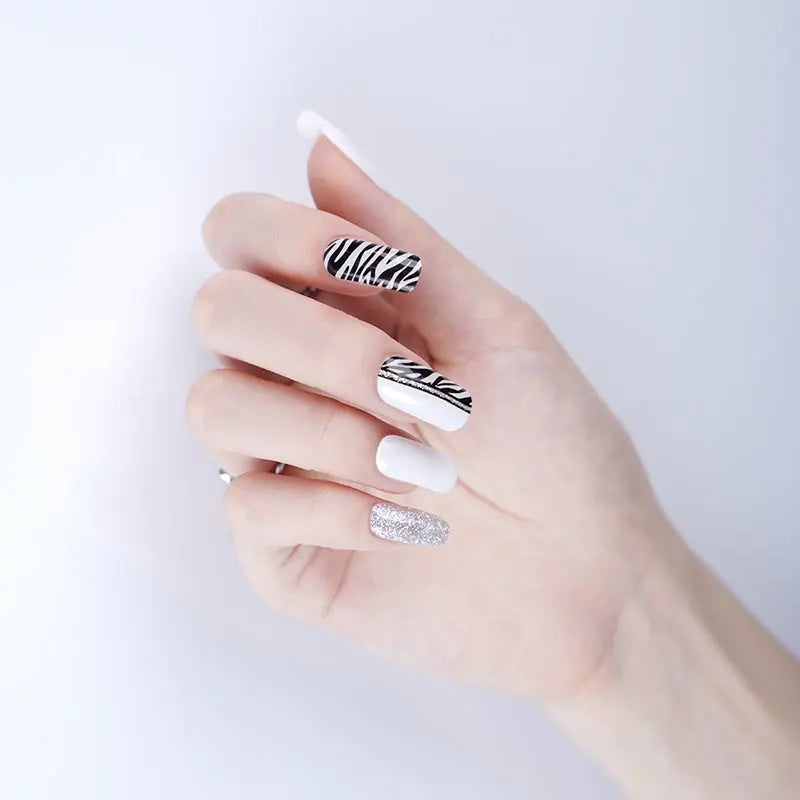 Strips Glitter Zebra — Semi-Cured Gel Nail Wraps