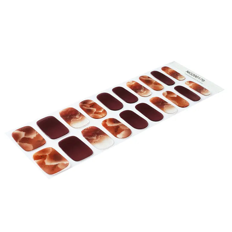 With An Extensive Assortment Of Designs Orange Marble Manicure — Semi-Cured Gel Nail Wraps