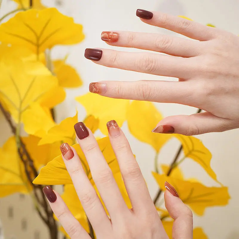 With An Extensive Assortment Of Designs Orange Marble Manicure — Semi-Cured Gel Nail Wraps
