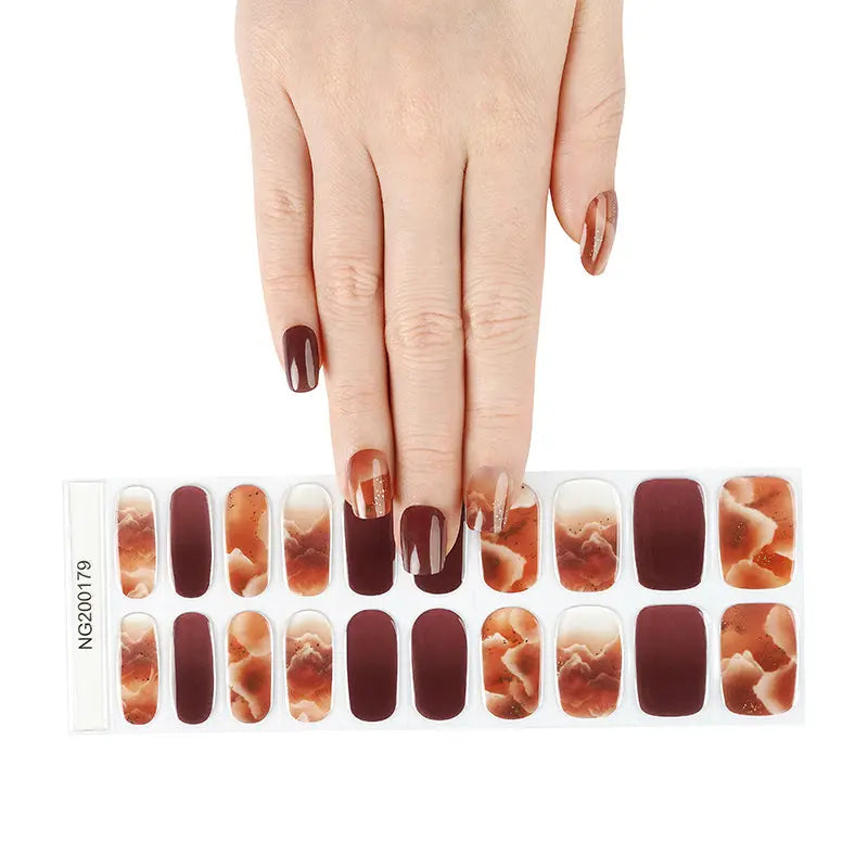 With An Extensive Assortment Of Designs Orange Marble Manicure — Semi-Cured Gel Nail Wraps