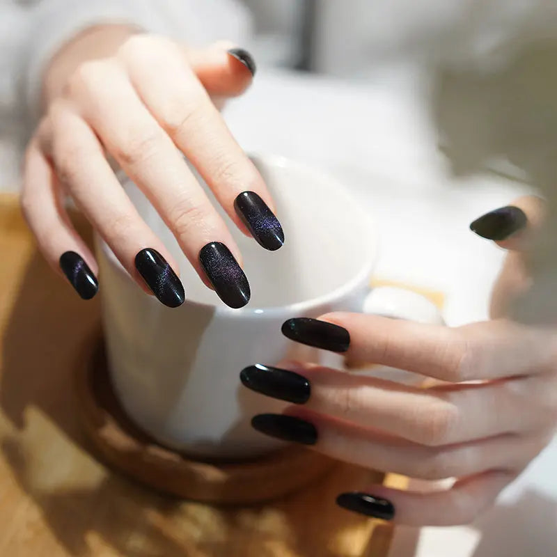 With An Extensive Range Of Designs Black Cat-Eye — Semi-Cured Gel Nail Wraps