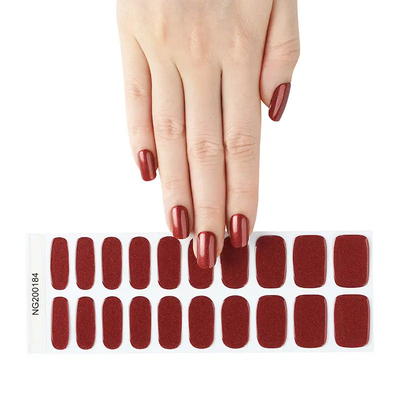 Showcasing An Extensive Range Of Designs Custom Wine Red Pearl Nails — Semi-Cured Gel Nail Wraps