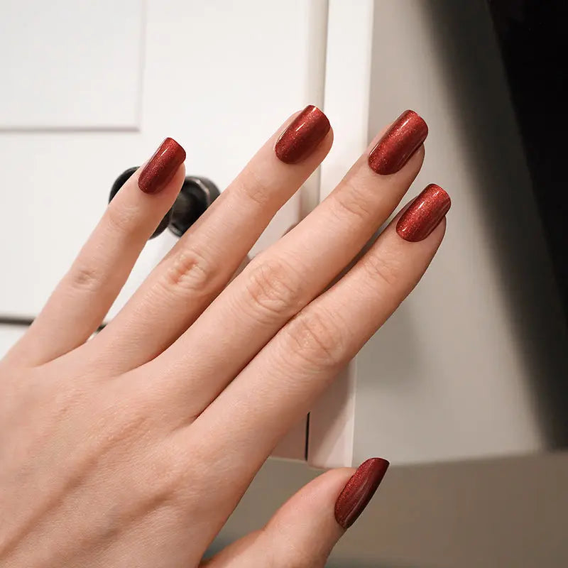 Showcasing An Extensive Range Of Designs Custom Wine Red Pearl Nails — Semi-Cured Gel Nail Wraps