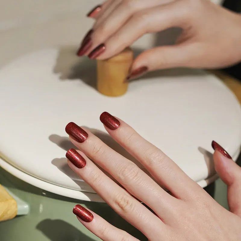 Showcasing An Extensive Range Of Designs Custom Wine Red Pearl Nails — Semi-Cured Gel Nail Wraps