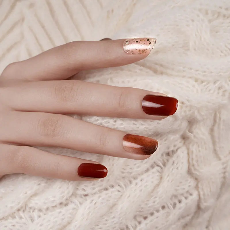 Personalised Stickers Brown Smudged Manicure — Semi-Cured Gel Nail Wraps