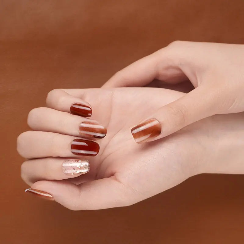 Personalised Stickers Brown Smudged Manicure — Semi-Cured Gel Nail Wraps