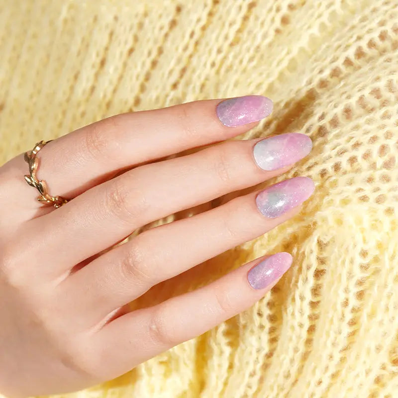 Pink And Blue Marble Gel — Semi-Cured Gel Nail Wraps