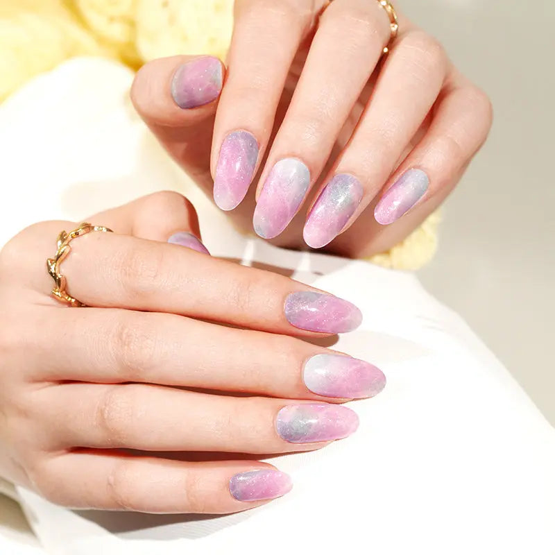 Pink And Blue Marble Gel — Semi-Cured Gel Nail Wraps