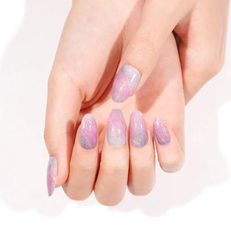 Pink And Blue Marble Gel — Semi-Cured Gel Nail Wraps