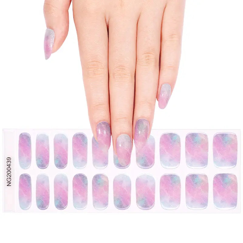 Pink And Blue Marble Gel — Semi-Cured Gel Nail Wraps