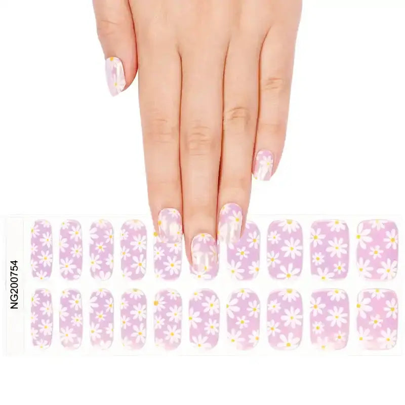 Pink Floral — Semi-Cured Gel Nail Wraps
