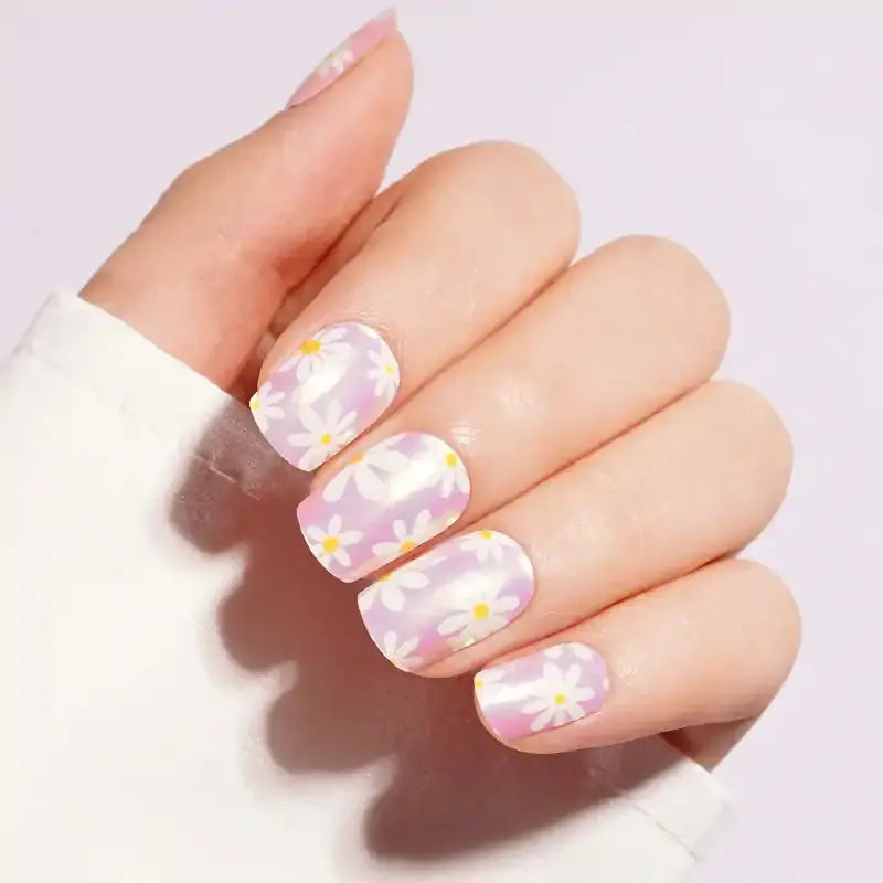 Pink Floral — Semi-Cured Gel Nail Wraps
