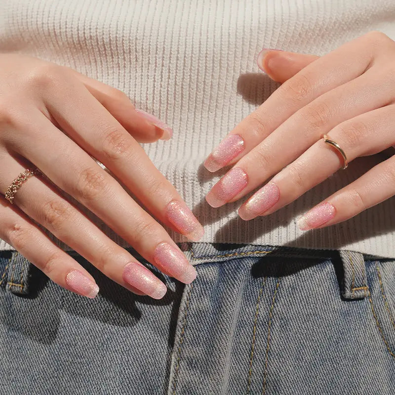 Pink Glitter – & Available — Semi-Cured Gel Nail Wraps
