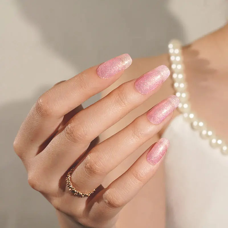 Pink Glitter – & Available — Semi-Cured Gel Nail Wraps