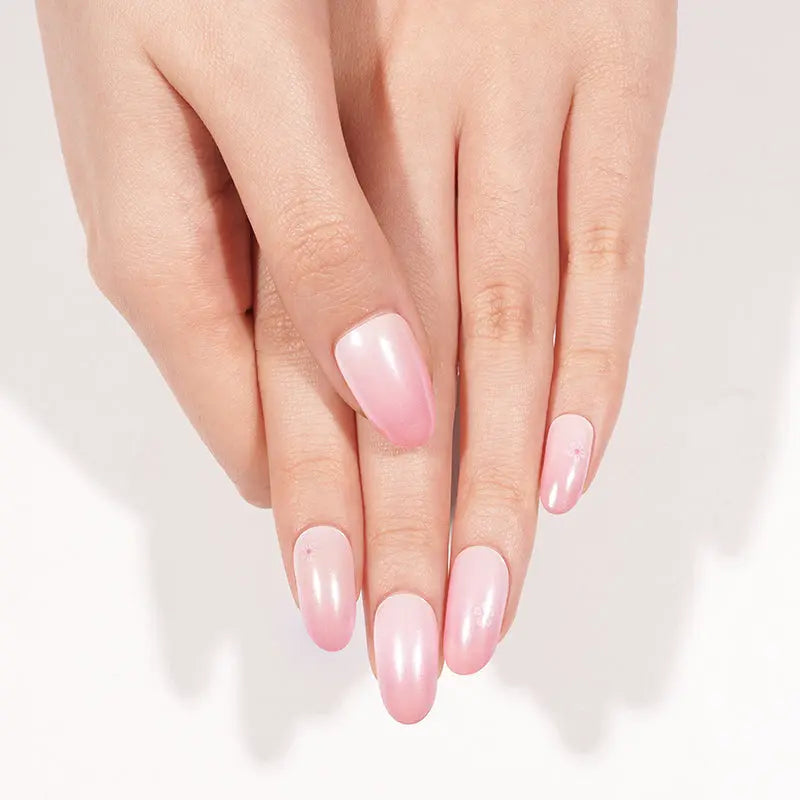 Pink Gradient Gel Stickers With Floral Design — Semi-Cured Gel Nail Wraps