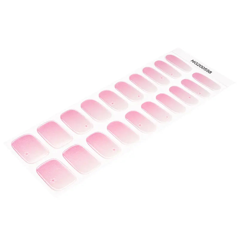 Pink Gradient Gel Stickers With Floral Design — Semi-Cured Gel Nail Wraps