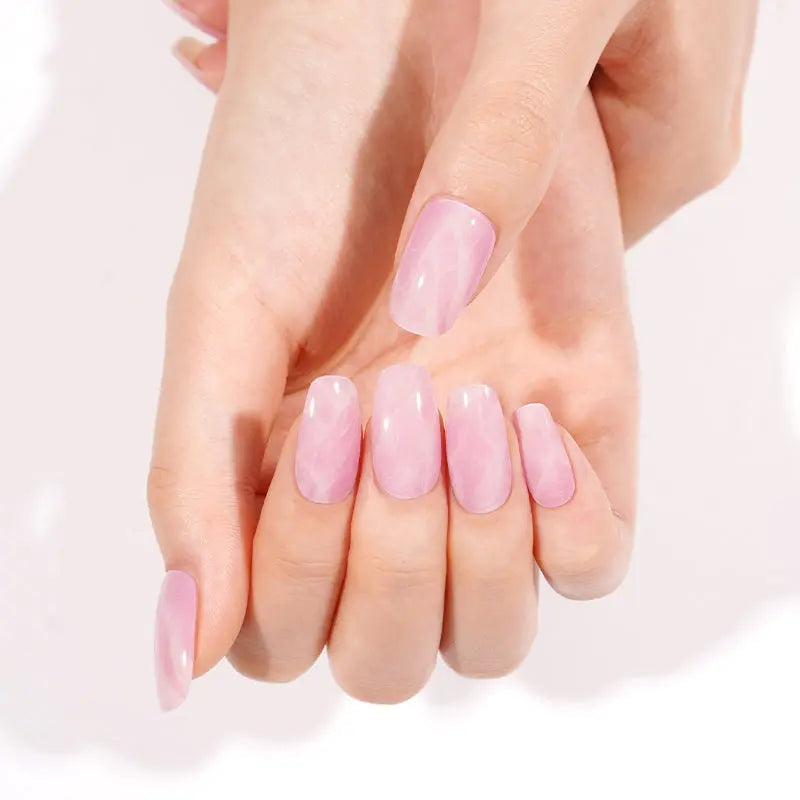 Pink Marble Uv Gel Gel Sticker Uv Light Required — Semi-Cured Gel Nail Wraps